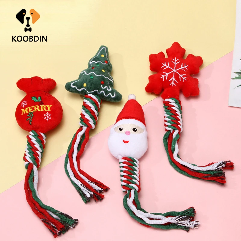 

Christmas Gift Pets Dog Toys Training Teeth Cleaning Rope Christmas Cane Dogs Chew Interactive Toy Cartoon Puppy Pet Supplies