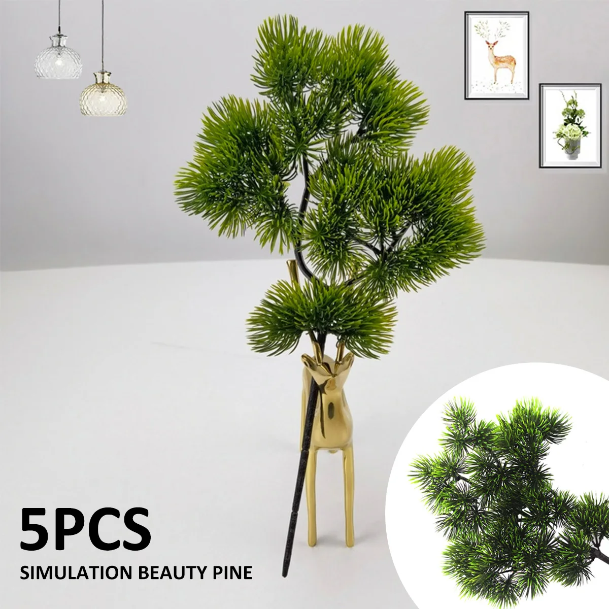 

5Pcs Simulated Beauty Pine Artificial Pine Needles Faux Pine Branches Reusable Realistic Decorative Welcome Guests Pine Leaves