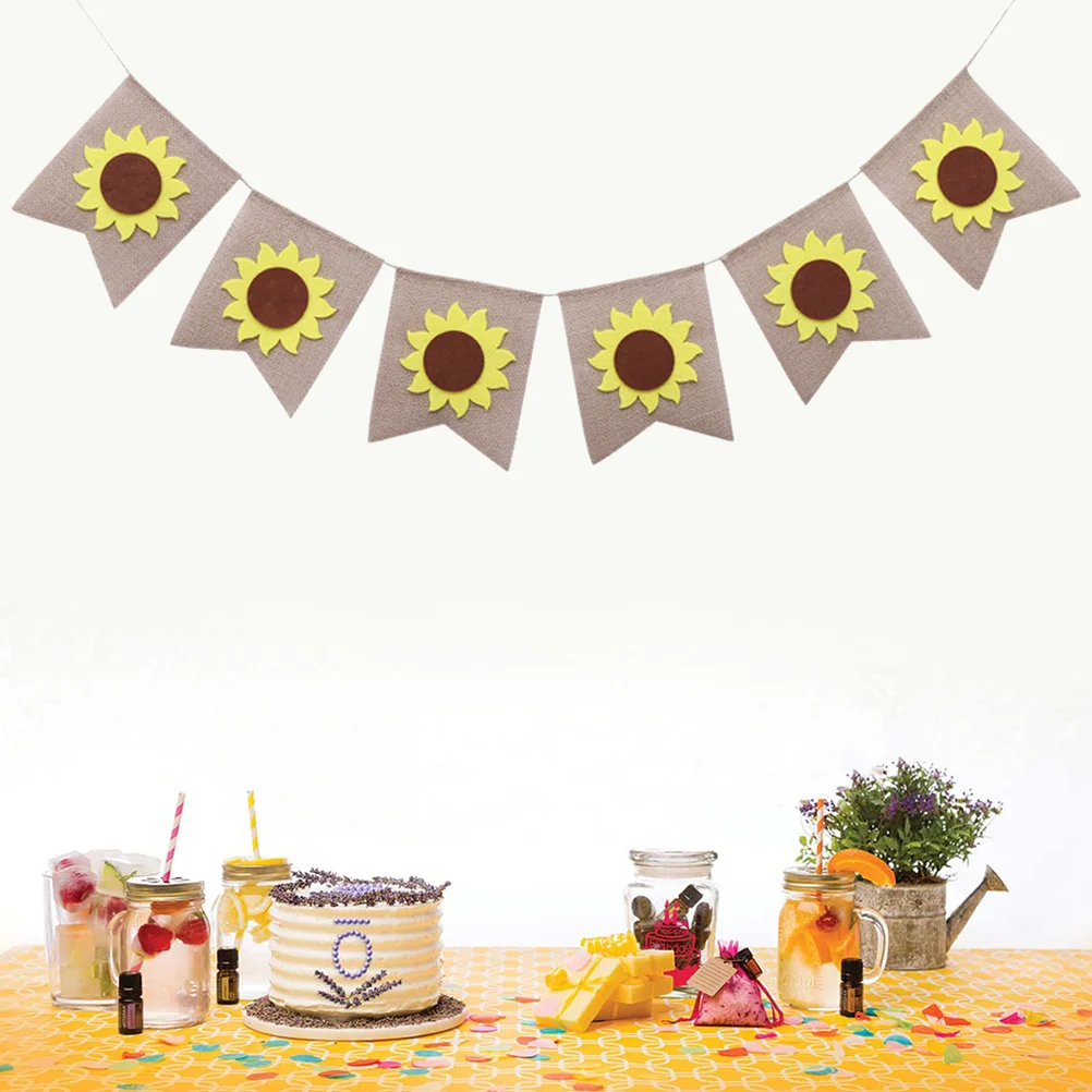 

1pcs BuntingBanners Linen Creative Autumn Sunflowers Decorative Bunting Banners for Supplies
