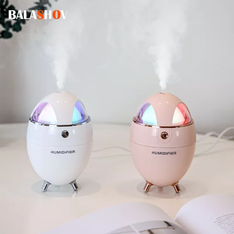 

NEW2023 350ML Air Humidifier Eggshell Shape Home Desktop USB Colorful Night Light Mute Humidifying Sprayer For Car Office Creati