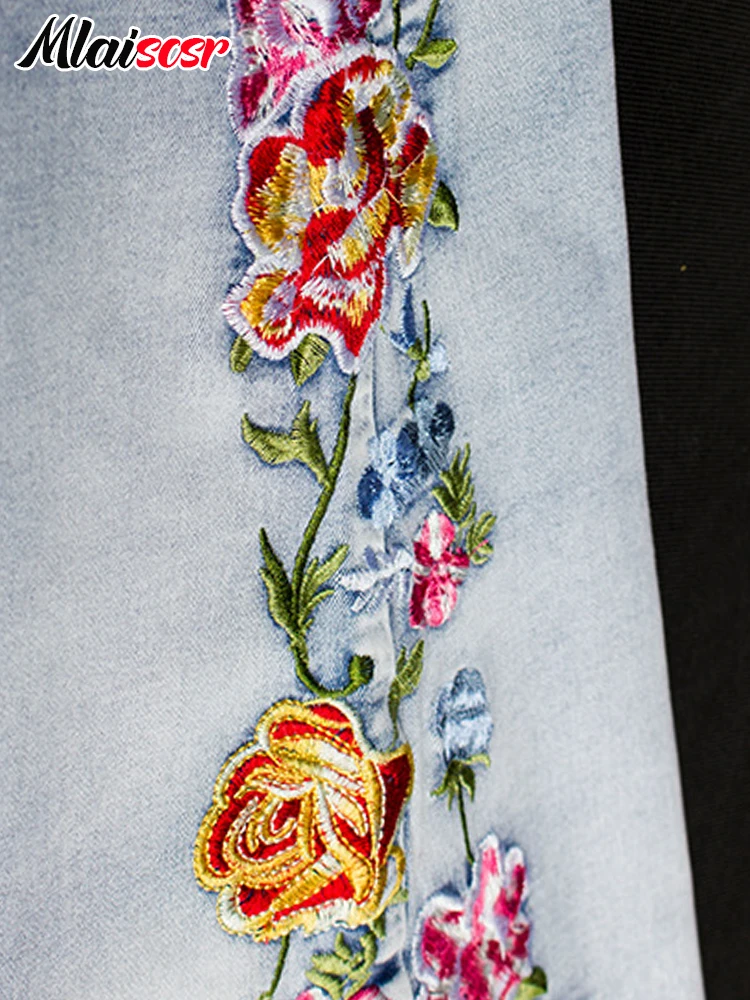 Модные обтягивающие расклешенные джинсы Mlaiscsr с 3D цветочной вышивкой женские