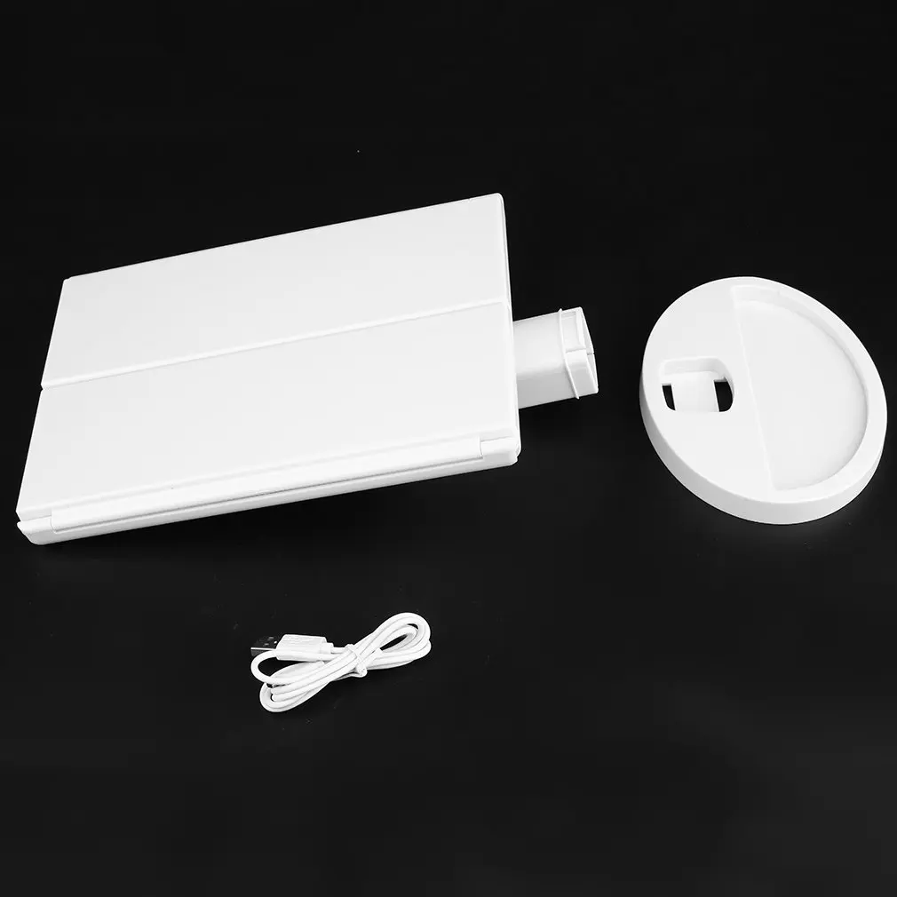 

Portable Three Folding Table LED Lamp Luminous Makeup Mirror Cosmetic Mirror Adjustable Tabletop Countertop Light Mirror