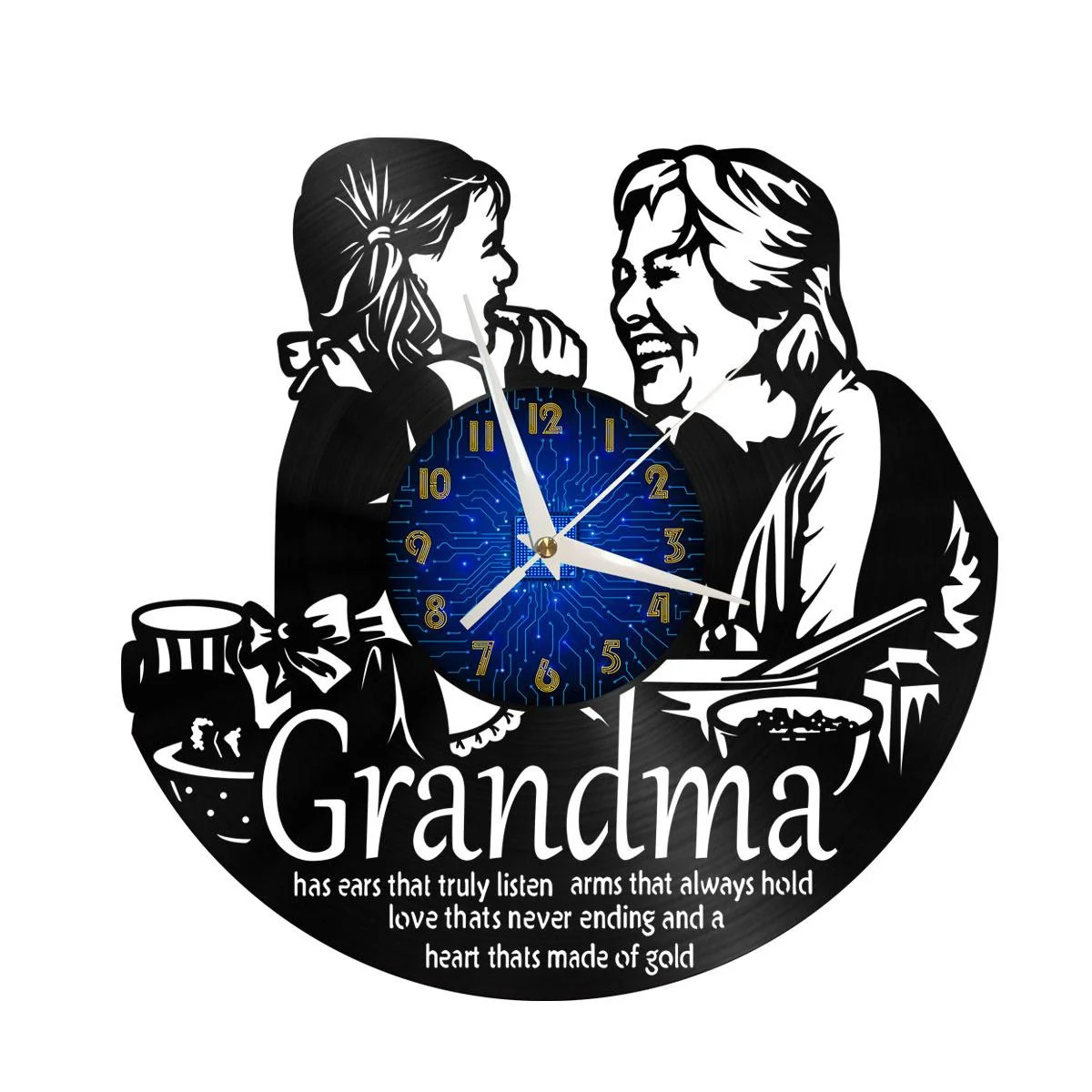

Loving Grandma Vinyl Wall Clock, Vinyl Record Clock Wall Art Black 12 Inch for Living Room Bedroom