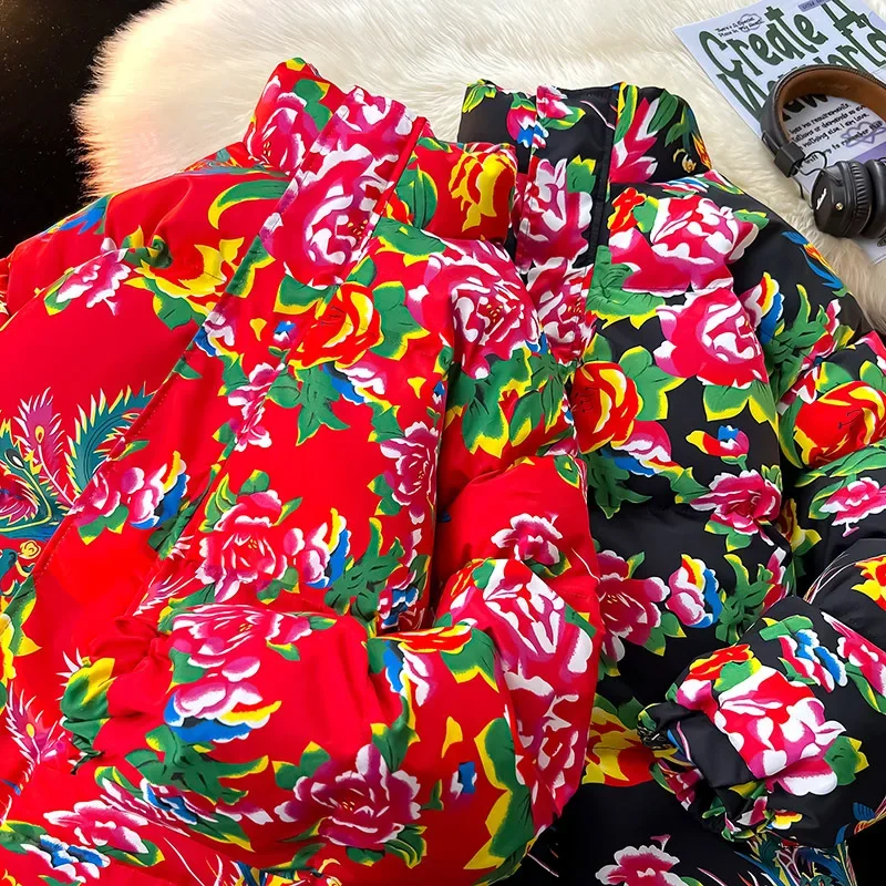 2024 стеганая куртка с большим цветком в северо-восточном стиле популярная