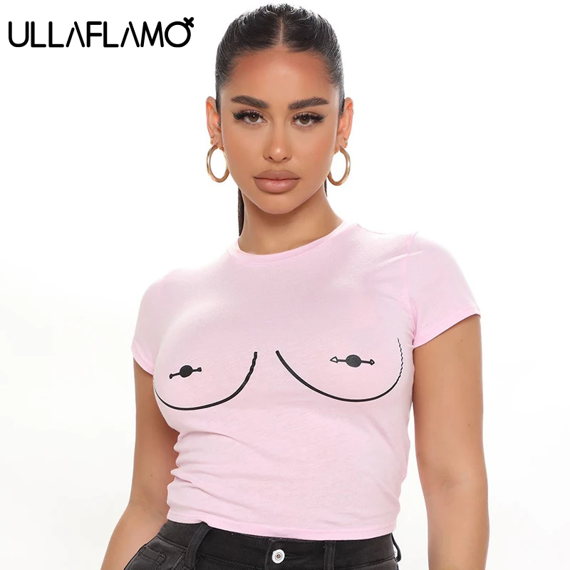 

Футболка женская базовая с круглым вырезом и коротким рукавом, белый топ с надписью, облегающий кроп-топ, повседневная майка, на лето