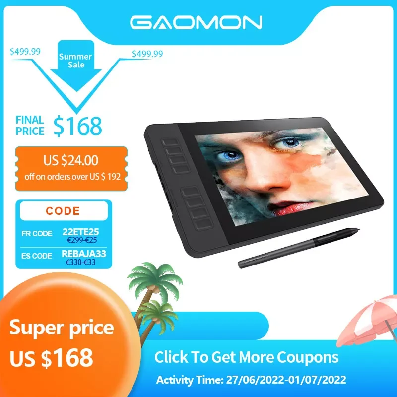 

GAOMON PD1161 IPS HD Graphics Drawing Display Digital Tablet Monitor With 8 Shortcut Keys & 8192 Levels Battery-Free Pen