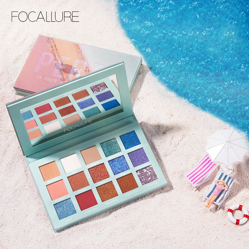 FOCALLURE Glitter Eye Shadow Palette 15 Colors Professional Pigmented Powder Shimmer Eyeshadow Pallete New GO TRAVEL Palette