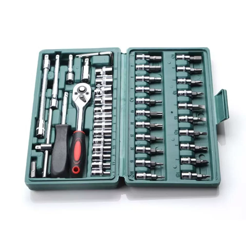 

46pcs/set carbon steel ratchet wrench socket screwdriver combination tool home auto repair tool