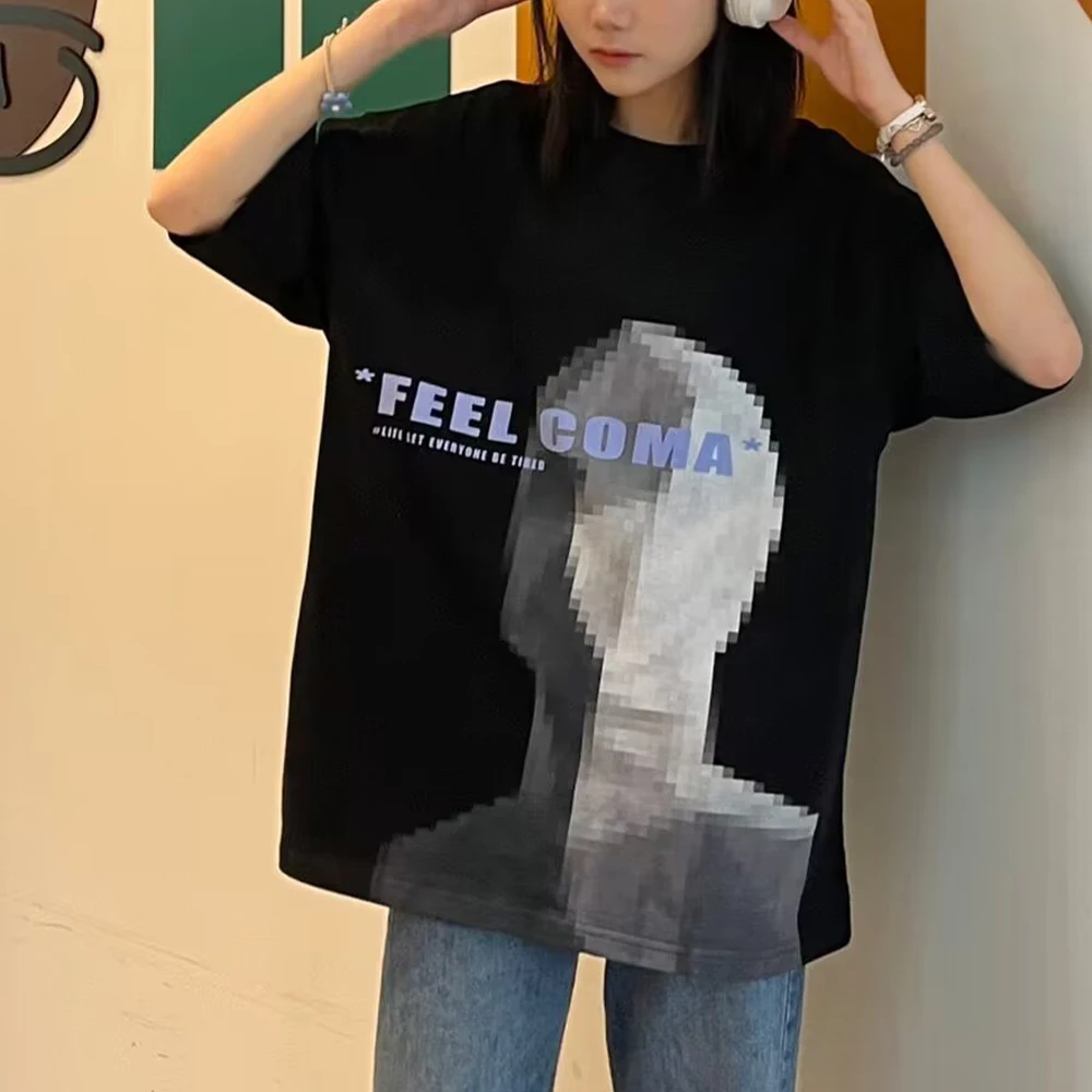 

Футболка мужская оверсайз с графическим принтом в стиле Харадзюку, хлопковая Модная одежда с коротким рукавом в стиле унисекс, уличная одежда в стиле хип-хоп, Y2K