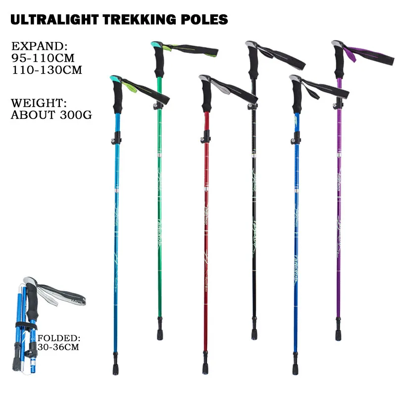 

Outdoor Folding Trekking Sticks Camping Portable Walking Trekking Sticks 5 Sections Ultra-Light Telescopic Hiking Crutches