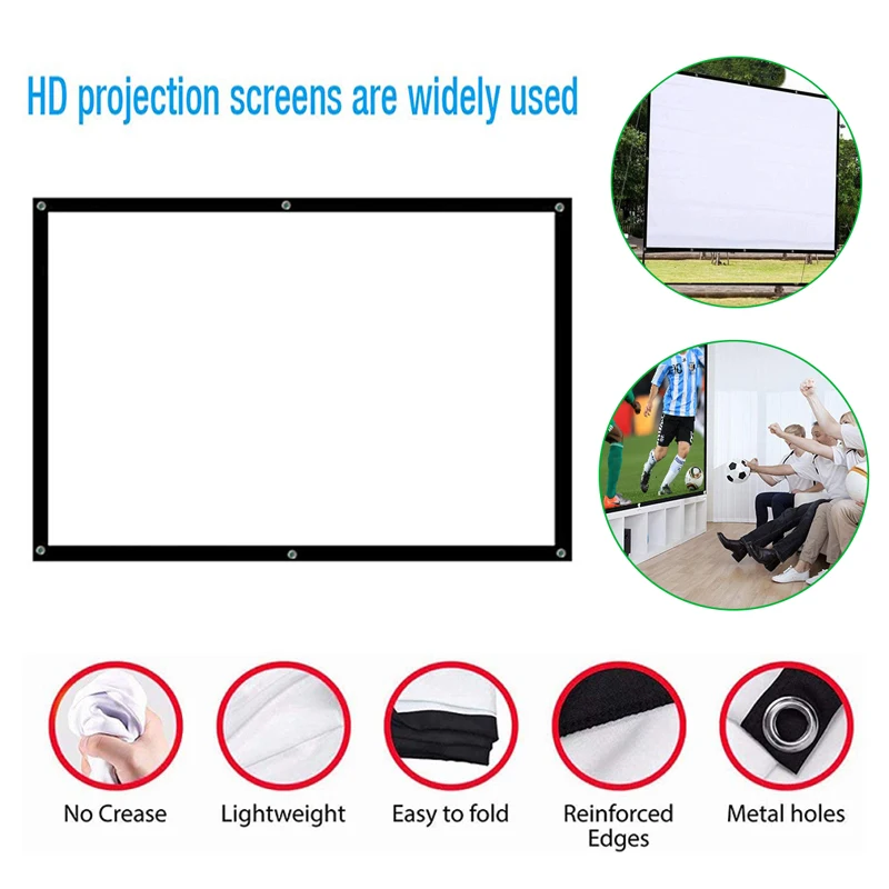 

Projection Screen Portable Anti-Crease Projector Screen 100inch120inch 150inch 16:9 Outdoor Movie Screen For Travel Home Theater
