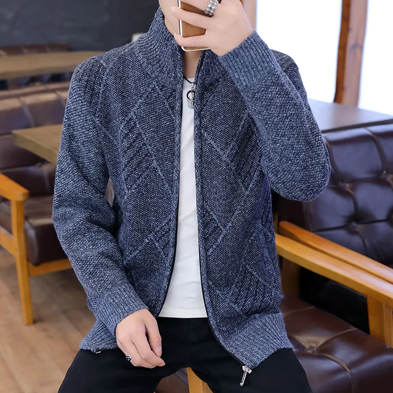 

New 2022 Zipper Cardigan Sweater Men Fashion Korean Style Men Clothing Slim Mens Sweater Long Sleeve Knitted Cardigans Oversize