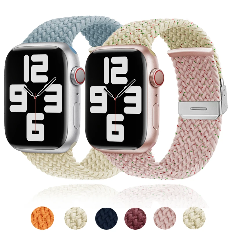 

Strap for Apple Watch Band 44mm 40mm 45mm 41mm 49mm 38mm 42mm Elastic Braided Solo Loop Bracelet Iwatch Series 7 Se 3 6 8 Ultra