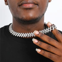 17mm spiked cubic zircon prong cuban necklace 3 rows copper gold silver hiphop necklaces chain for male rapper jewelry