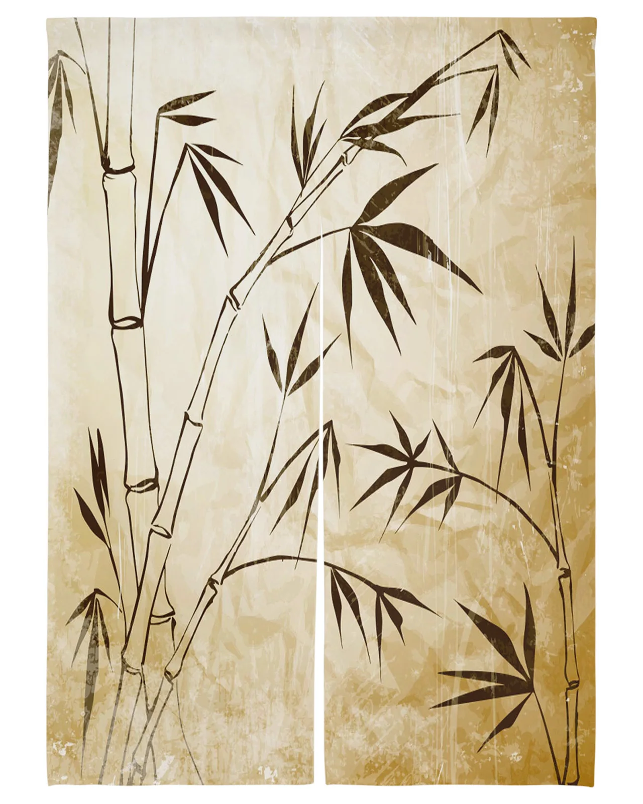 

Black And White Plant Bamboo Retro Door Curtain Japanese Partition Kitchen Decorative Drapes Entrance Hanging Half-curtain