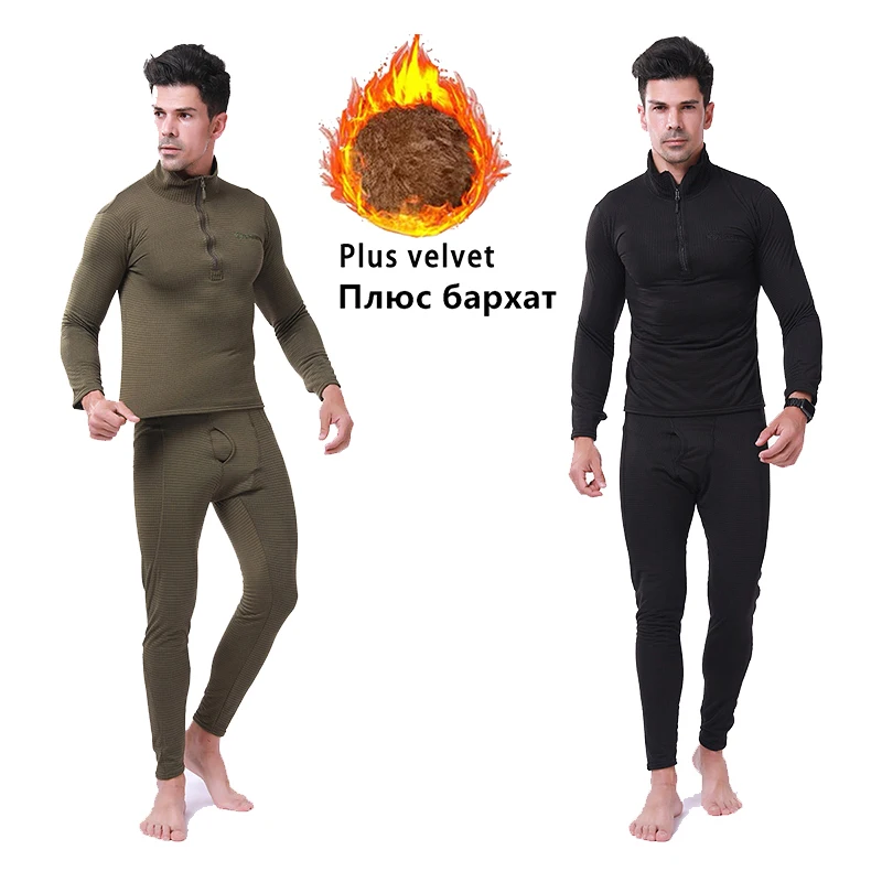 

Men's Clothing 2021 Winter New Arrive Men Polar Fleece Thermal Underwear Sets Quick Drying Thicking Warm Tactical Camo Underwear