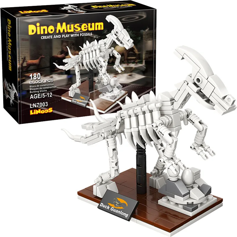 Single Jurassic Dinosaur Fossil Museum T-Rex Mosasaur Diplodocus Mammoth Building Block Kids Educational Toys for Children | Игрушки и