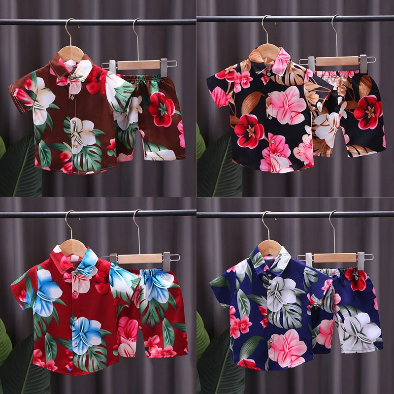 

Детские комплекты летней одежды От 0 до 4 лет для маленьких мальчиков, новинка 2022, рубашки с коротким рукавом и принтом, топы + шорты, штаны, ко...