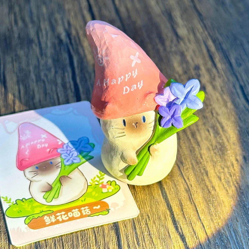 Фото Коллекционная фигурка Cat PAI Fantasy Mushroom Series: Сюрприз-бокс, милая аниме-фигурка из смолы, украшение для рабочего стола, подарок №5