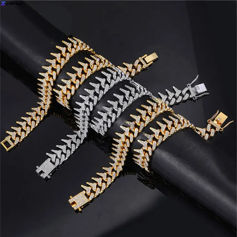 

Shiny Hip-hop Cuban Chain Chokers Necklaces For Men Women Paved Rhinestone Punk Torques Necklace Gift Jewelry Fast Delivery