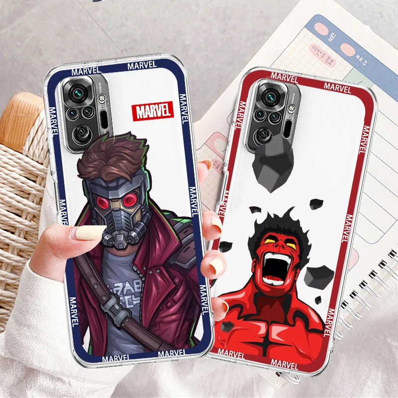 

Marvel SpiderMan Hulk Logo Transparent Phone Case For Xiaomi Redmi Note 12 11E 11S 11 11T 10 10S 9 9T 9S 8 8T Pro Plus 5G 7