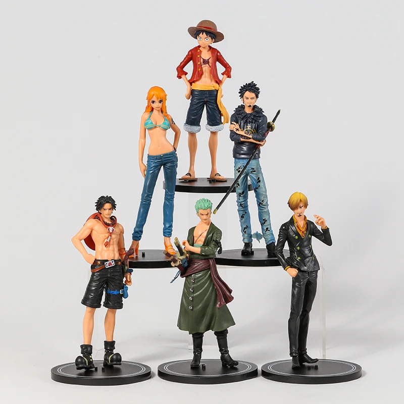

6pcs/set One Piece Luffy Nami Ace Sanji Zoro Law Figure PVC Collection Model Toys Brinquedos