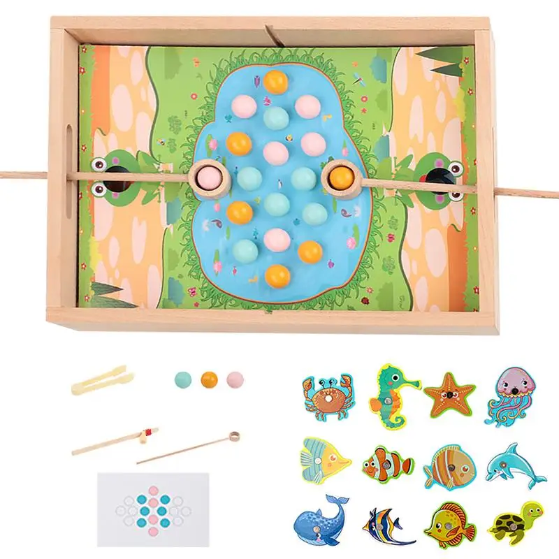 

Magnetic Fishing Game Wooden Board Bead Game Fine Motor Skills Learning Hand-Eye Coordination Education Preschool Games
