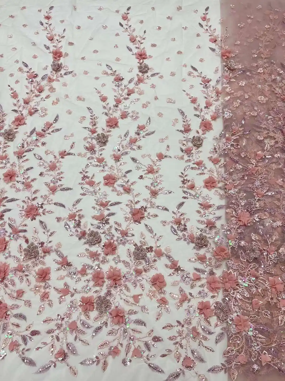 Новая розовая французская Свадебная кружевная 3D Цветочная аппликация вышивка