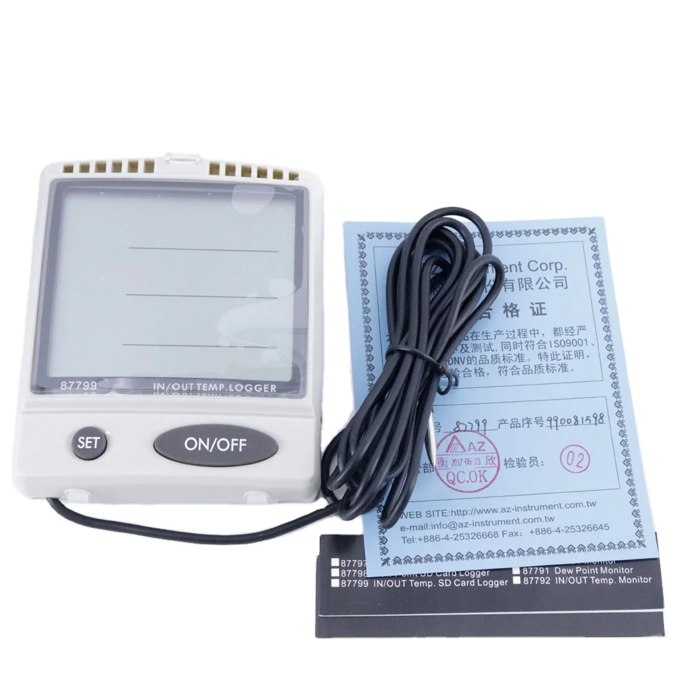 

AZ87799 IN/OUT Thermo Hygrometer Temperature and Humidity Recorder with Probe Temperature Range -10~70C