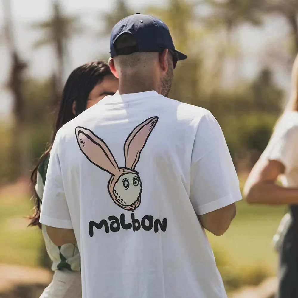 

2023 New Rabbit Print Summer Golf Clothes Men's and Women's Universal Pure Cotton Breathable Golf Wear T-shirt