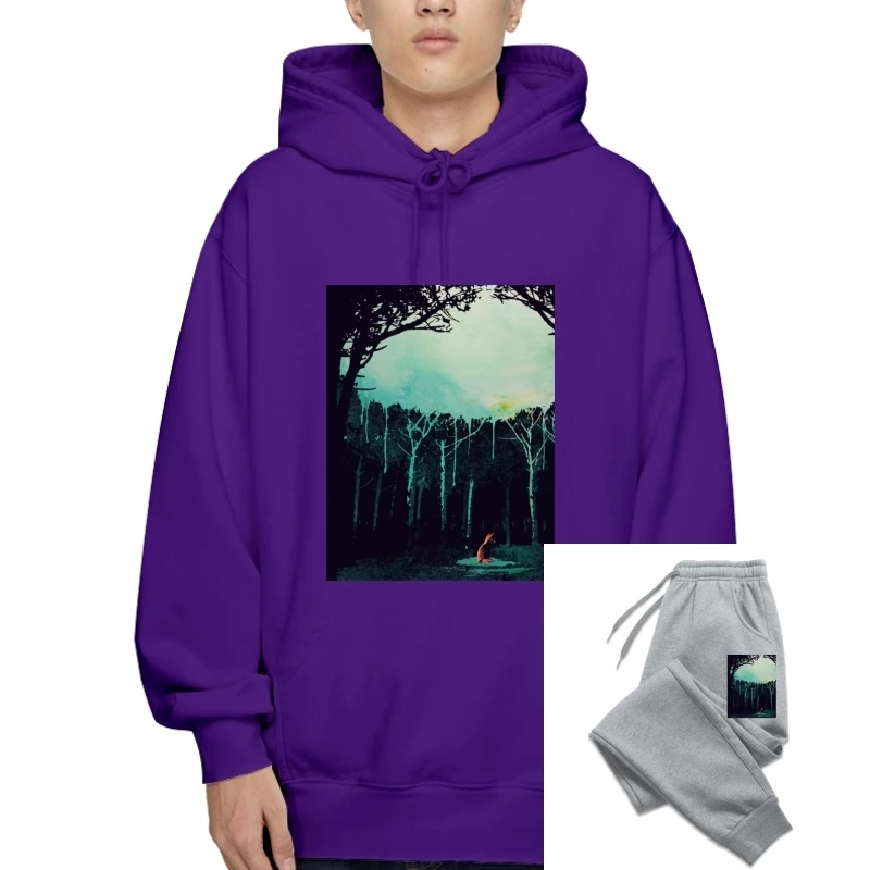 

Red Wolf Deep In The Forest 2018 Watercolor Art Outerwear Black Fleece Men's Custom Personality Outerwear T-Pullover