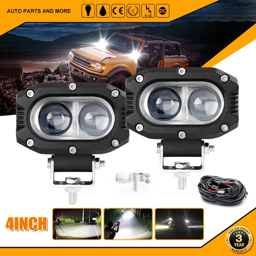 

HAOLIDE Car LED Work Light Spotlight Flood Beam High Power 4x4 Offroad Motorcycle Auto Fog Lights 12V 24V Driving Running Light