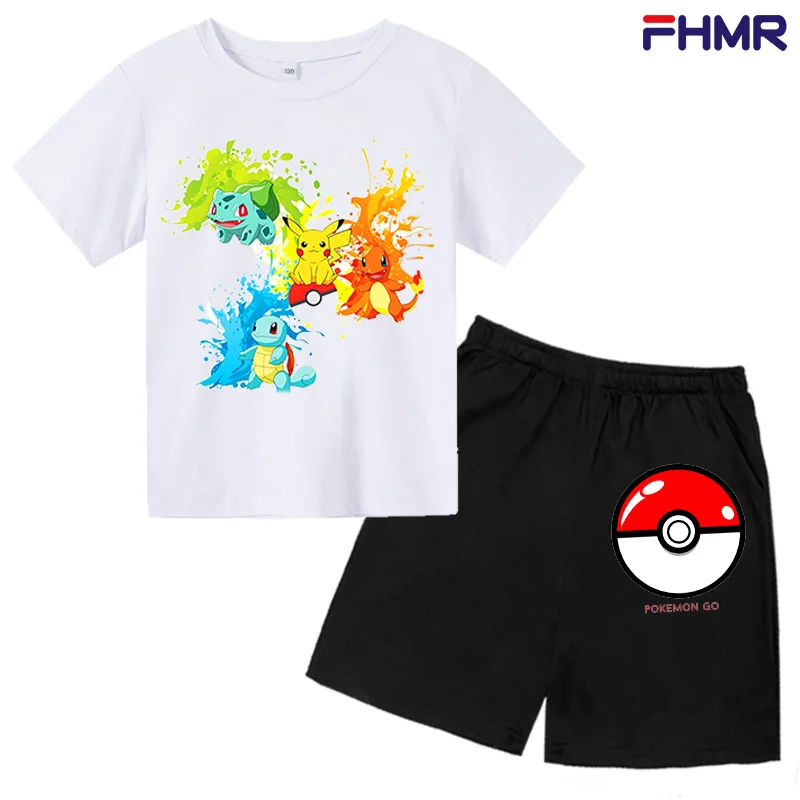 

Summer kids T-shirt Set Boys' Clothing Leisure Cotton Short Sleeve Preschool 3-12 Girls' Cartoon Animal Print