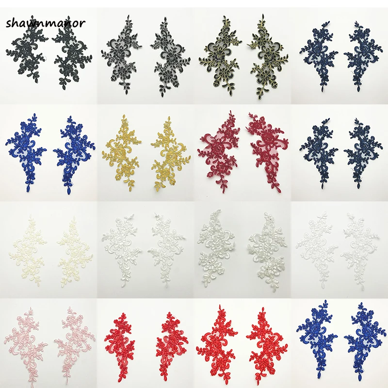 

6PCS 25*12.5cm Delicate Veil Head Ornaments Lace Trim Dress DIY Lace Applique Accessories Embroidery Fabric 26Colors Wedding