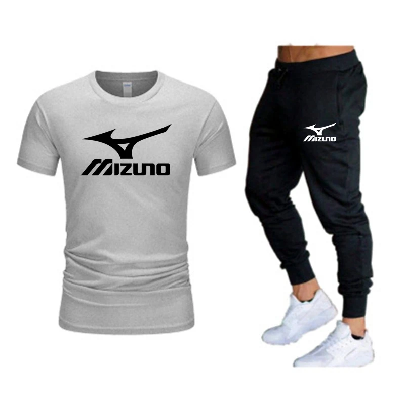 MIZUNO New Men's Brand Sportswear Shorts Set Short Sleeve Quick dry T-Shirt And Shorts Casual Wear Men's track and field Suit