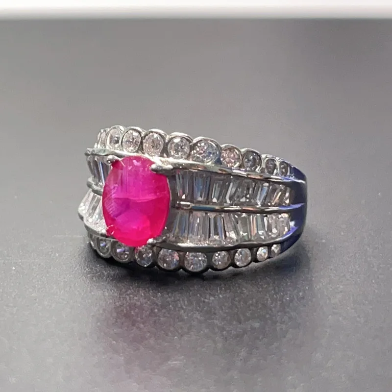 Женское кольцо из серебра 925 пробы с натуральным розовым Рубином 6 мм * 8 1 карат