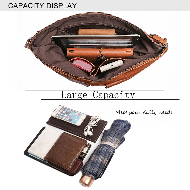 Vintage Men Leather Large capacity Crossbody Casual shoulder bag messenger bag  30101