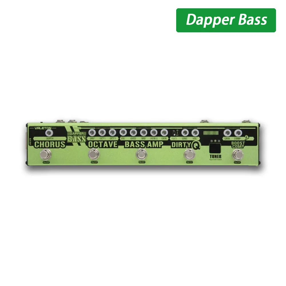 Valeton Dapper Bass Bass Комбинированная педаль эффектов Зеленая полоса DI Box Реверберация Компрессионная одиночная педаль (art.: 3920cdbf384be) - 3920cdbf384be