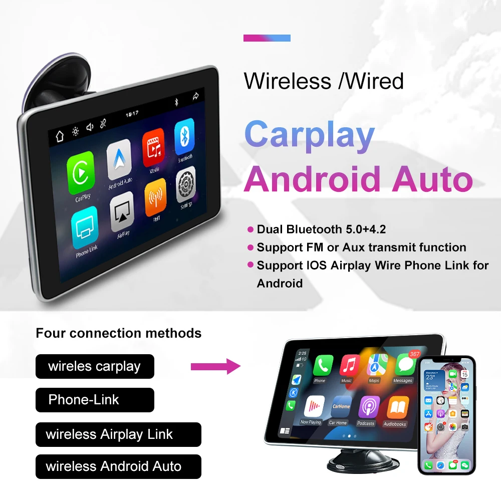 Беспроводной Carplay Android автомобильный планшет портативный мультимедийный плеер 7 5