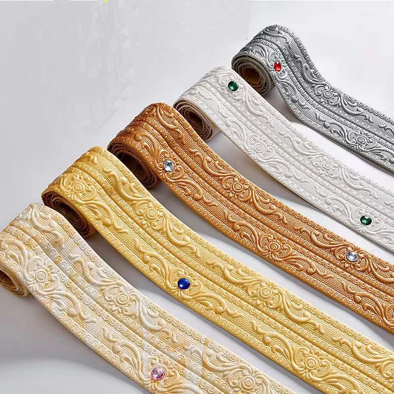 

3D Wall Trim Line Skirting Border Self Adhesive Waterproof Baseboard Wallpaper Wall Sticker For Living Room Home Decoration