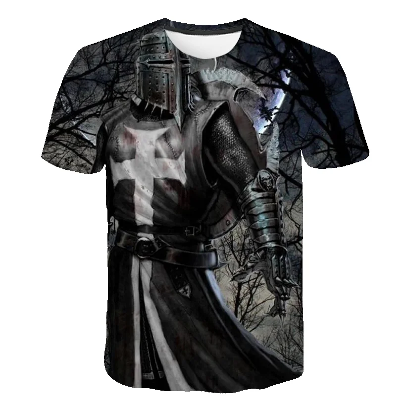 

Summer New Men's Top Pattern Character Knight Before And After 3D Printing 2022 Men's Shirt Street Style Cool Clothing T-Shirt