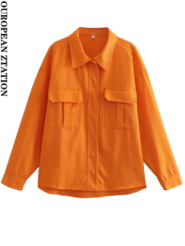 

PAILETE Women 2022fashion with pockets oversized denim jacket coat vintage long sleeve button-up female outerwear chic overshirt