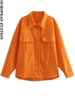 pailete women 2022fashion with pockets oversized denim jacket coat vintage long sleeve button up female outerwear chic overshirt