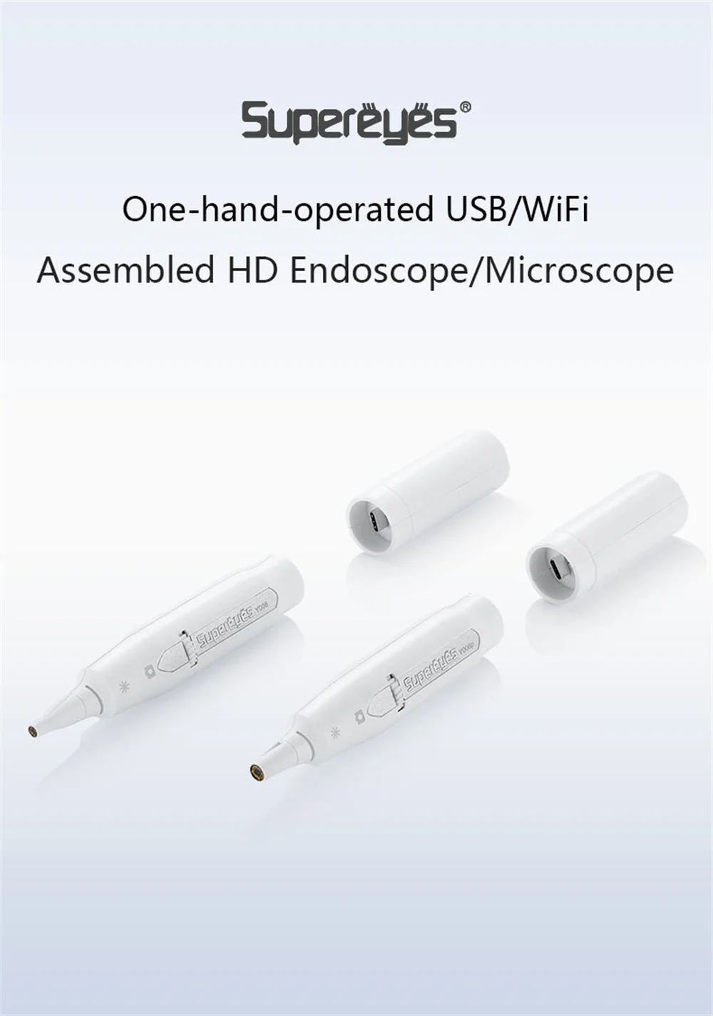 Фото Supereyes Y008 2MP 1080P 1-500X WIFI визуальный ушной выбор эндоскоп отоскоп очиститель ушей цифровой микроскоп для волос кожи носа №3