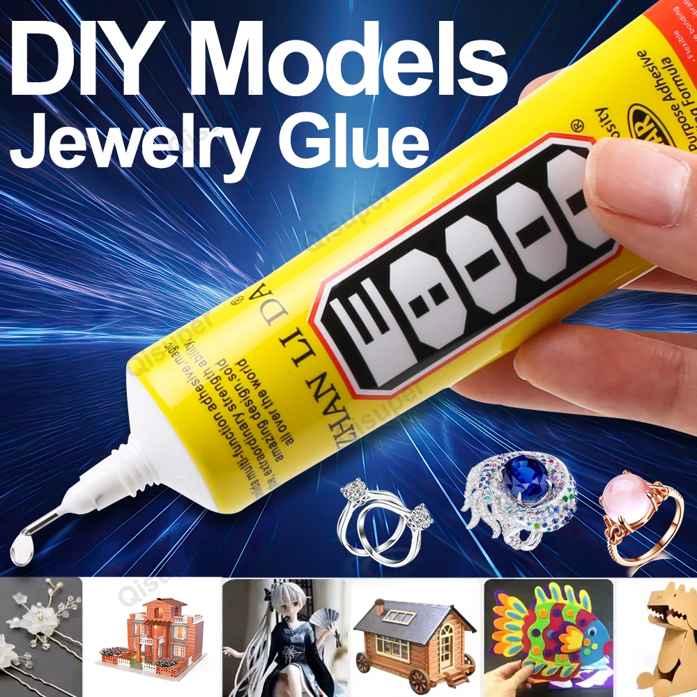 E8000 DIY Model Jewelry Rhinestone Glue Craft Car Leather Wood Textile Cloth Epoxy Adhesive Phone Repair Precision Tip Gem Stone