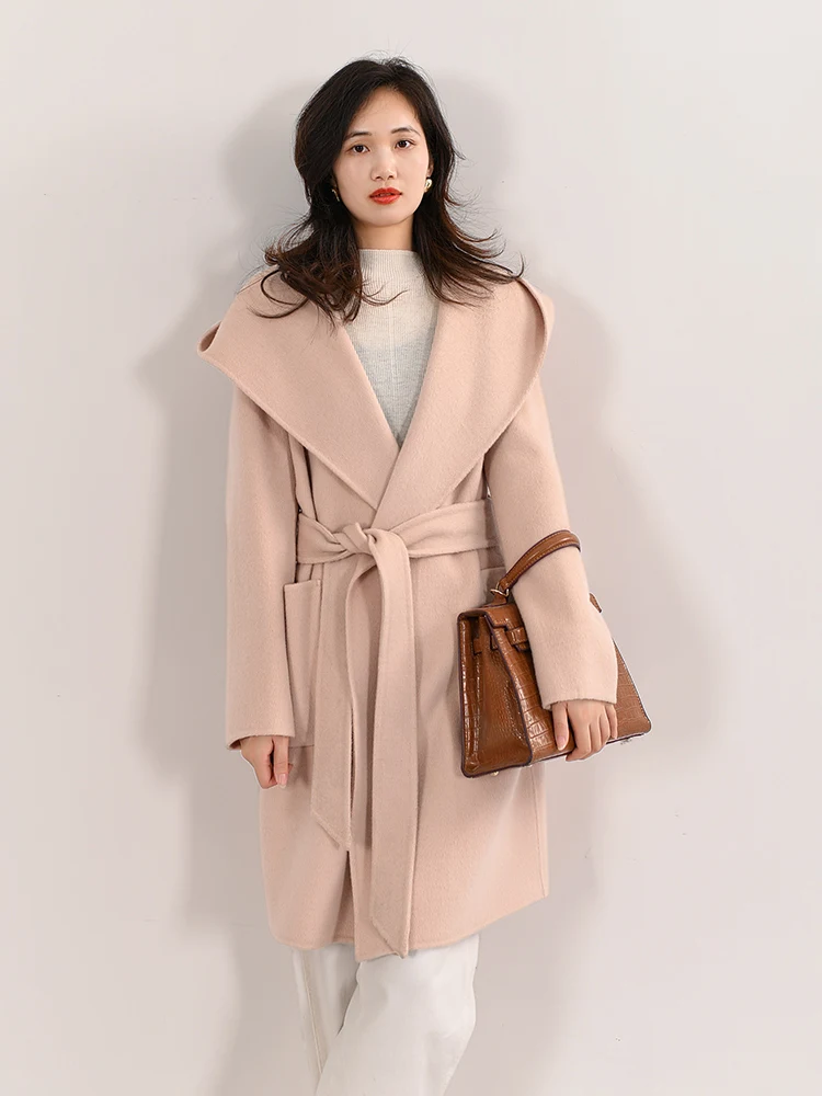 Eknr24 Новое зимнее двустороннее флисовое пончо женское пальто средней длины с