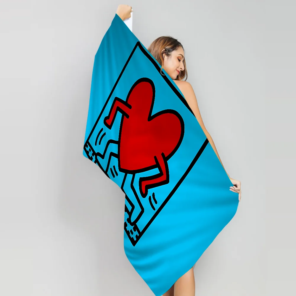 K-KeithS H-Haring Абстрактное Искусство Банное Полотенце Из Микрофибры Мягкое