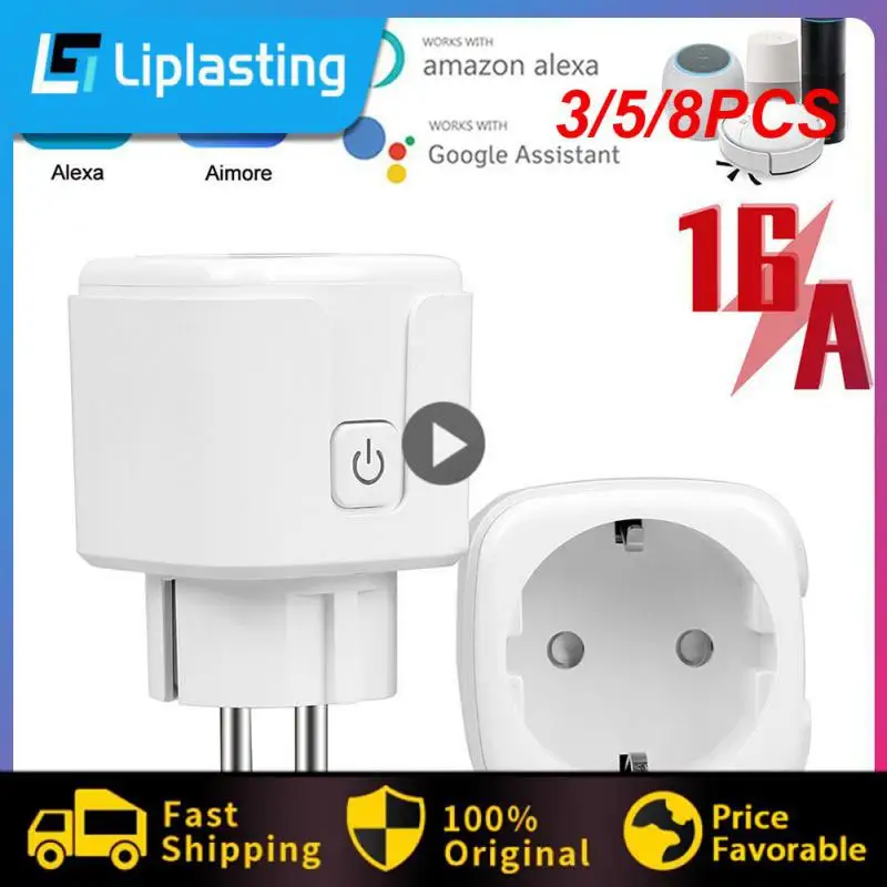 

3/5/8PCS Wireless Socket Timing Wifi Eu Plug 16a Aimore App Control Smart Socket Works With Alexa Google Assistant