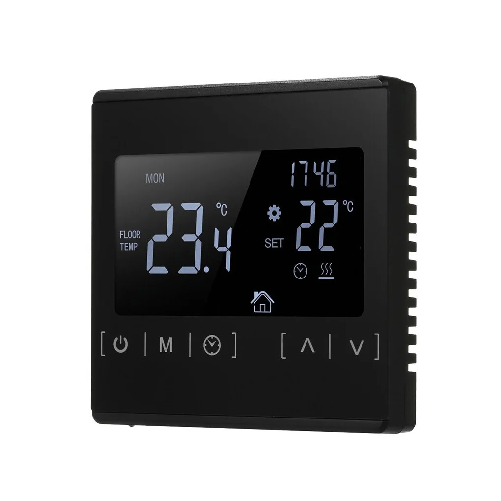 

Convenient LCD Screen Electric Floor Heating Controller For Home Use LCD Touch Screen Thermostat 240V 16A Black MH-1823D Black