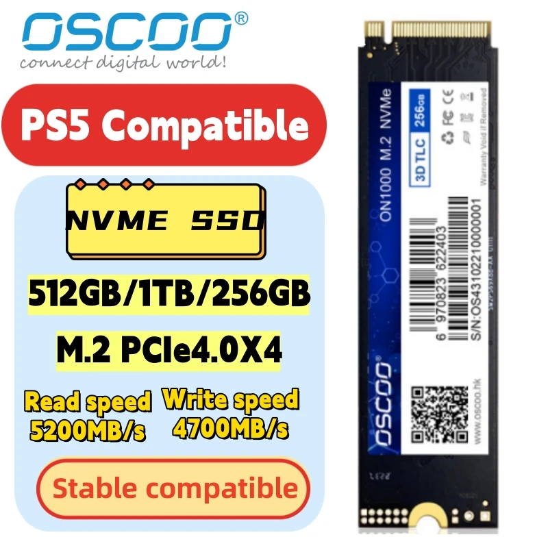

Твердотельный накопитель OSCOO для Ps5 M.2 NVME PCIE 4,0 1 ТБ 512 ГБ 256 ГБ SSD 2280 мм Внутренний жесткий диск Co Duro для игровых жестких дисков Ssd